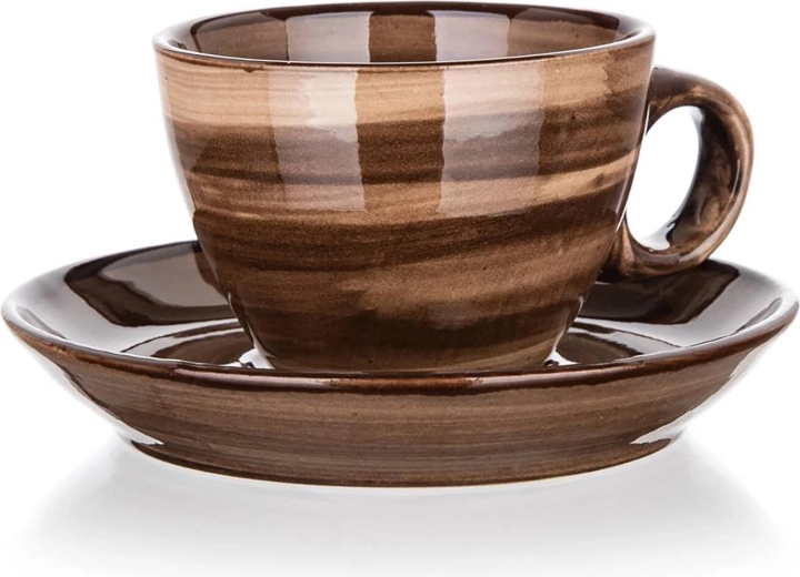 Ceramic cup with saucer 90 ml Palas brown