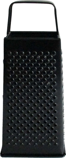 Râpe de cuisine noire à quatre faces en acier inoxydable 21 cm