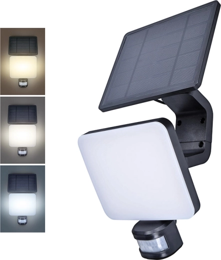 Solight LED zonne-buitenwandlamp met sensor 11 W 1200 lm 3 CCT zwart - 1 stuk