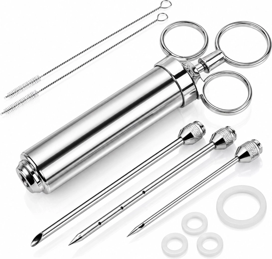 RENEW FORCE steel injection syringe for marinating and curing meat 60 ml with 3 needles - 1 piece
