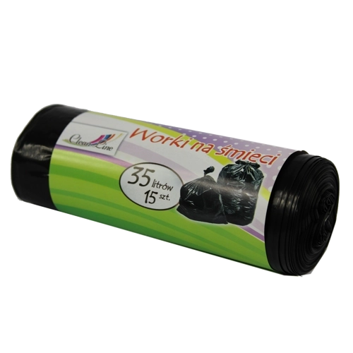 Extra-strong black trash bags with drawstring 35 L