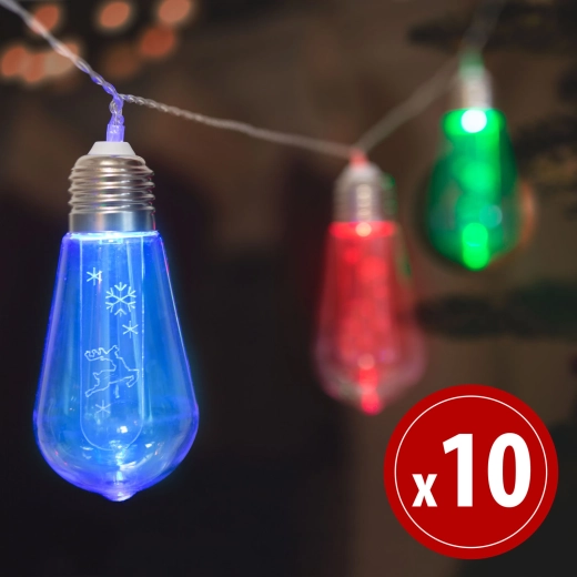 LED-lichtsnoer met rendieren, 10 LED's, 1,9 m, kleurrijk