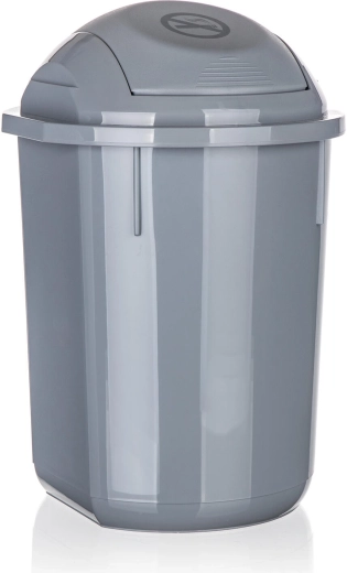 Round flip-top trash bin 22 l – gray plastic