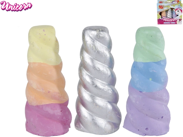 Colorful sidewalk chalk unicorn horn, set of 3 pcs