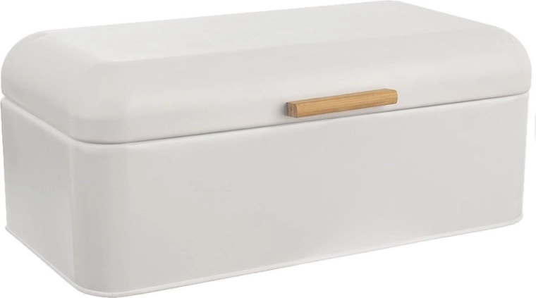 Boîte à pain en métal WHITELINE blanche 42 × 24 × 16,5 cm