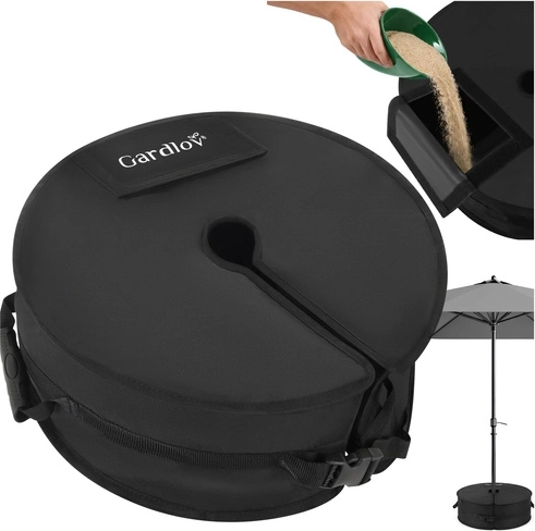 Sand-fillable counterweight bag for parasol Gardlov, 40 kg, 48 cm, black