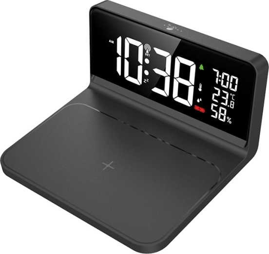 Solight digitaler Wecker mit kabellosem Qi-Laden 10 W