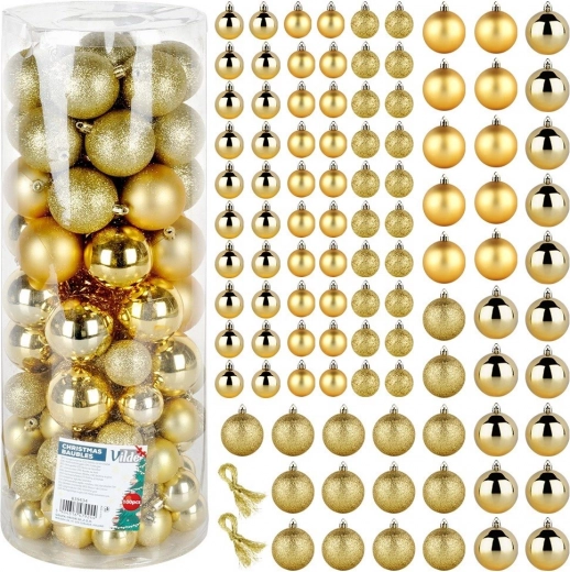 Gouden onbreekbare kerstballen 4 en 6 cm, set van 100 stuks