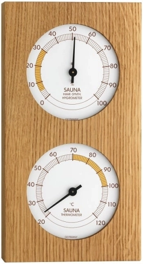 Thermomètre et hygromètre de sauna TFA dans un cadre en chêne
