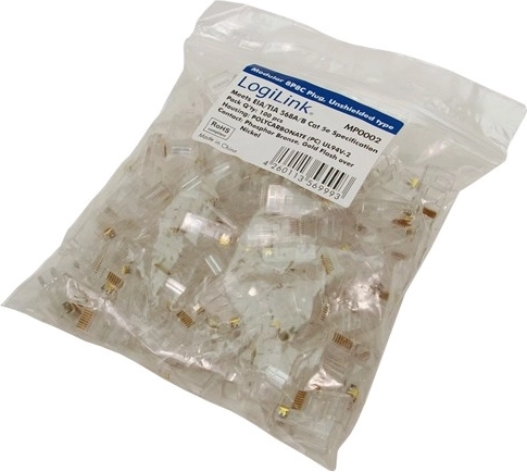 RJ45 CAT5 Unshielded 8P8C Connectors – pack of 100 pcs