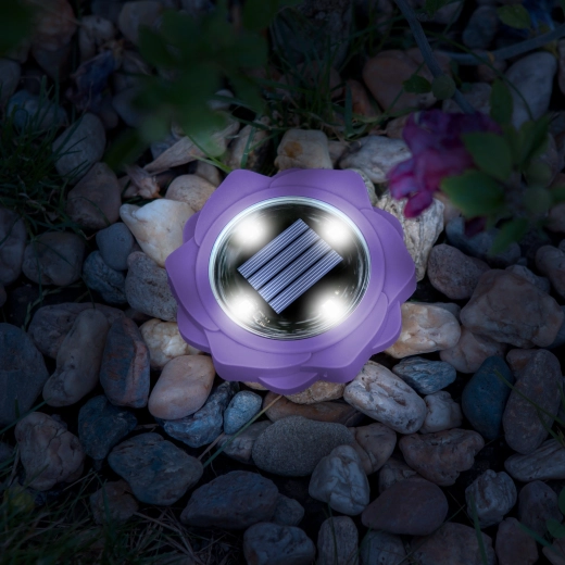 Paarse solar-ledtuinlamp met grondpen