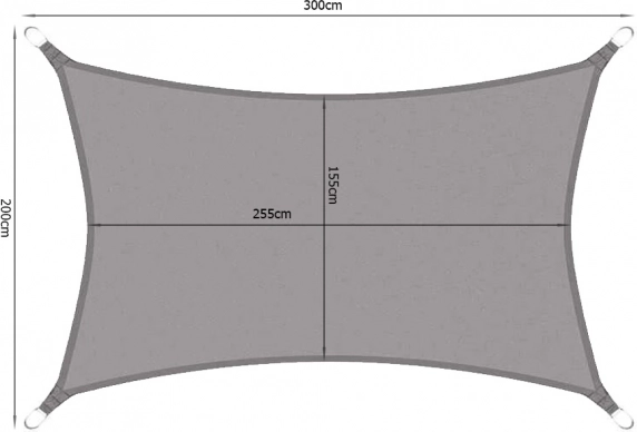 Waterproof garden shade sail 3 × 2 m rectangle grey