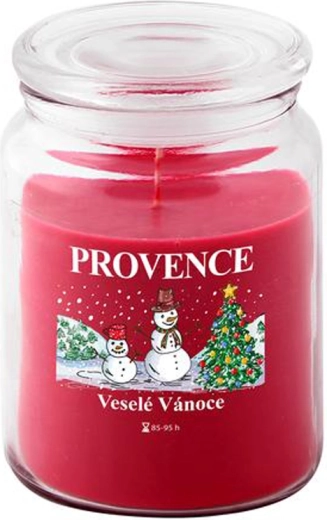 Bougie parfumée en verre PROVENCE bonhomme de neige de Noël 95 h