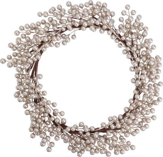 Christmas wreath with berries in champagne gold, 50 cm