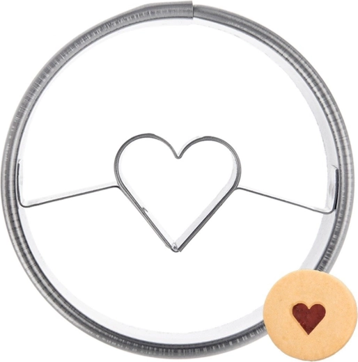 Emporte-pièce en inox pour biscuits rond avec cœur 4,5 cm