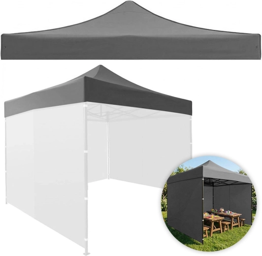 Vervangend dakzeil 3 × 3 m voor tuinpaviljoen 420D PVC, grijs, MultiGarden