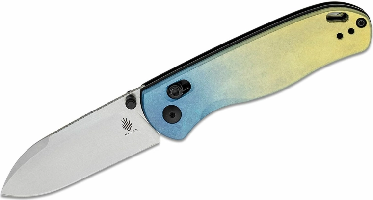 Kizer Drop Bear zakmes 7,6 cm, meerkleurig titanium met clip