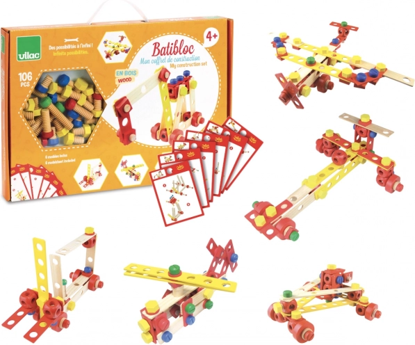 Vilac wooden construction set Batibloc 106 pieces