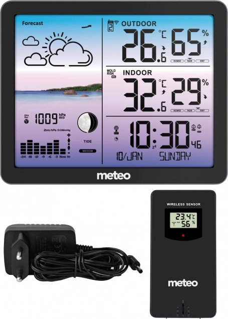 Station météo avec capteur sans fil METEO SP107, noir