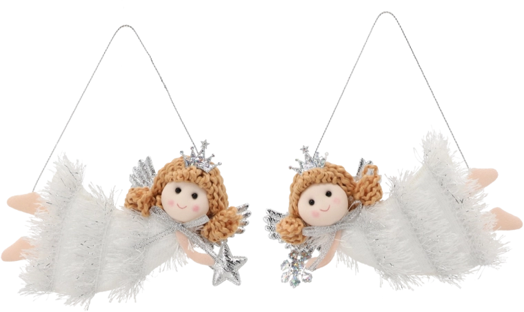 Décoration de Noël – petit ange avec flocon de neige ou étoile 13 × 7 cm