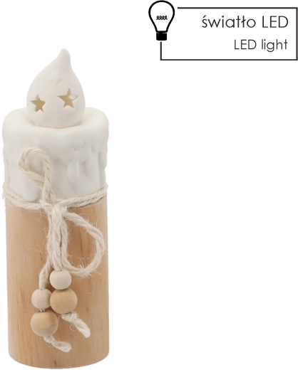 Keramische kerstkaars met LED, 7 × 7 × 19 cm