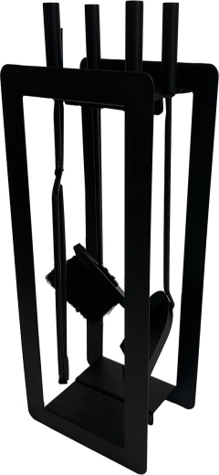 Kaminbesteck-Set 60 cm – schwarzes, 4-teiliges Metallset mit Ständer