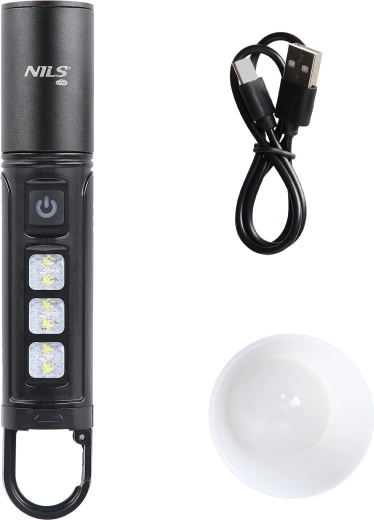 Multifunctionele LED-zaklamp NILS Camp 800 lm, oplaadbaar met diffuser en zij-LED’s