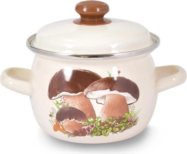 Marmite émaillée avec couvercle TORO 5 l avec motif de champignons