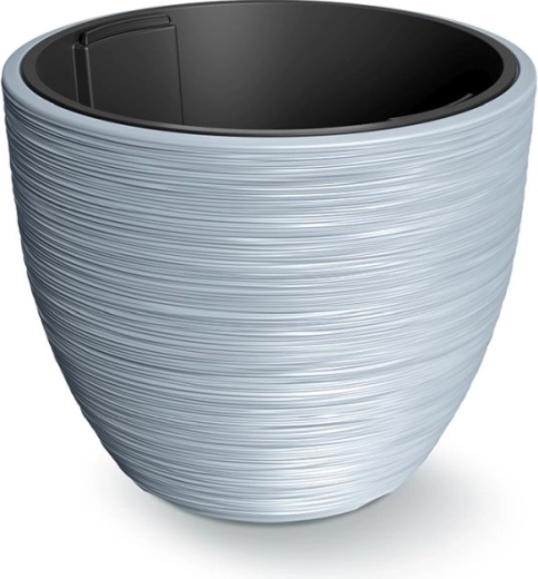 Cache-pot avec insert 47 cm – gris clair, cache en plastique nervuré
