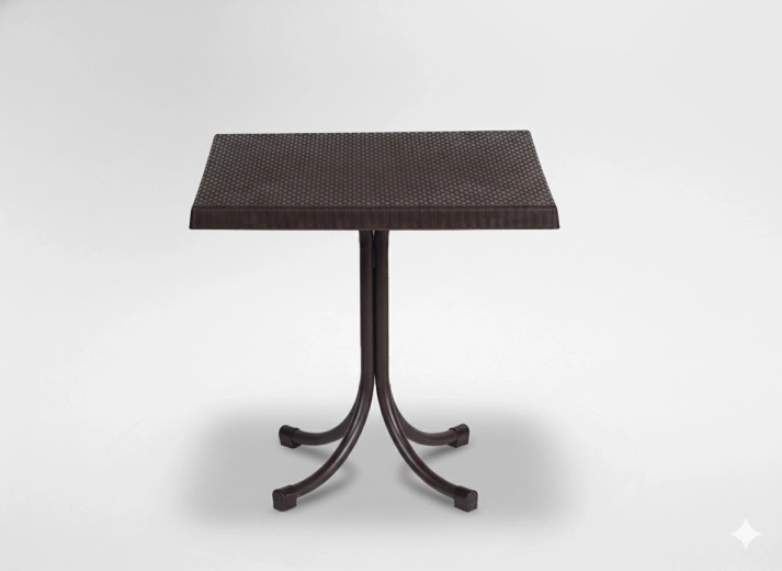 Tuintafel van kunststof rattan op één poot 80 × 80 × 73 cm, bruin