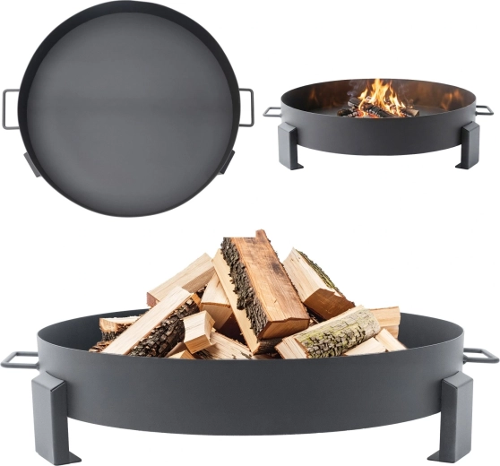 Garten-Feuerschale aus Gusseisen 60 cm mit Griffen für entspannte Lagerfeuer