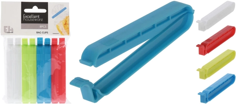 Zakclips 10 cm, mix van kleuren, 8 stuks
