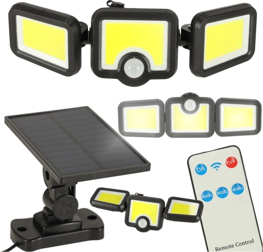 Solarer LED-Strahler 3-in-1 mit Bewegungs- und Dämmerungssensor