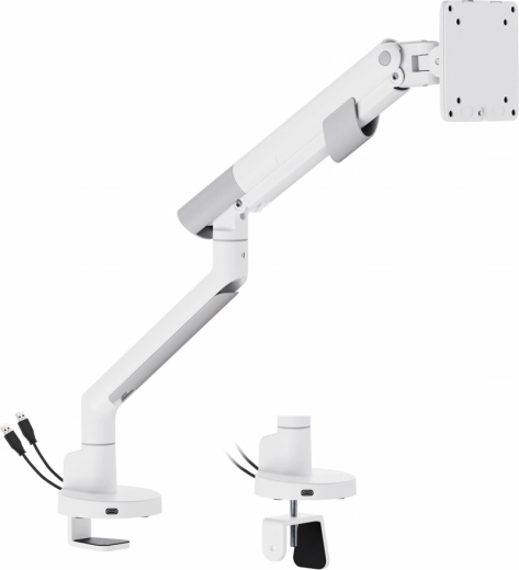 Gas spring desk mount for 1 monitor 17–35" with USB 3.0 – white
