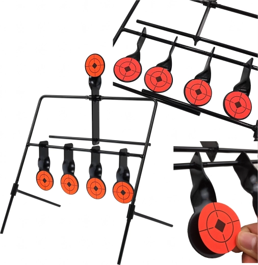 cible de tir en acier avec réinitialisation automatique, 5 cibles