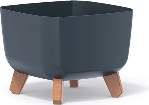 Gracia Square Planter 24 × 24 × 18.7 cm anthracite on wooden legs