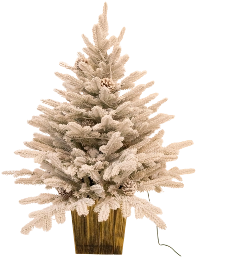 Décoration de Noël – sapin de Noël enneigé 90 cm avec pommes de pin et éclairage LED