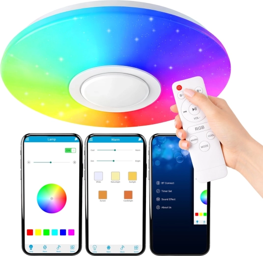 Plafonnier LED RGB avec haut-parleur Bluetooth 40 W