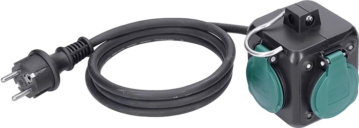 Solight verlengsnoer in kubusvorm 3 m, 3 stopcontacten, IP44 - 1 stuk