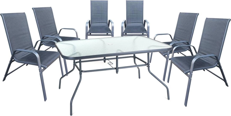 Ensemble de salle à manger de jardin TRENTON – table et 6 fauteuils