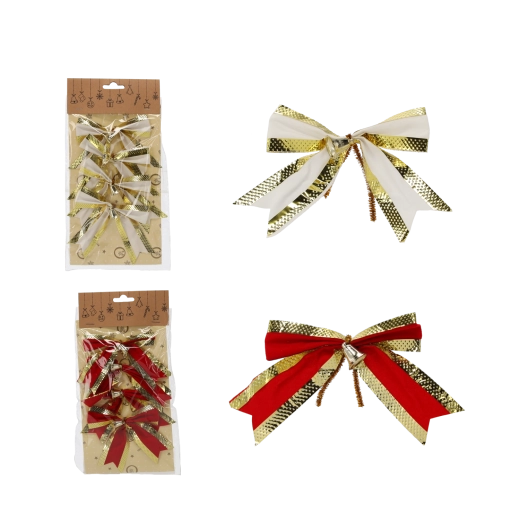 Set aus Weihnachts-Schleifen 10 cm rot‑gold (4 Stk.)