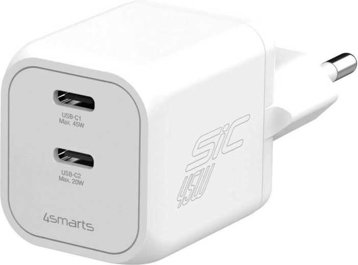 Chargeur secteur 4smarts 45 W PD SiC Dual blanc