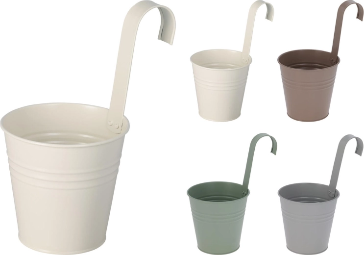 Hanging decorative flower pot 13 cm made of galvanized metal – mixed colors