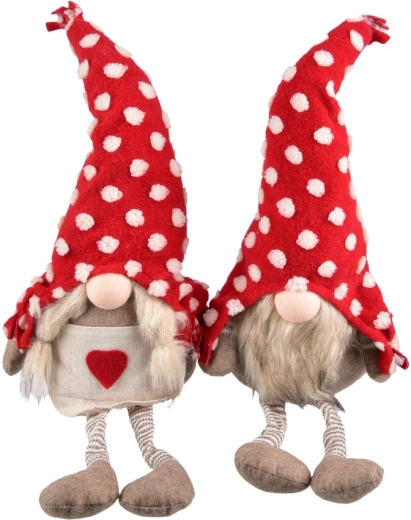 Sitting plush gnome with LED lighting – red