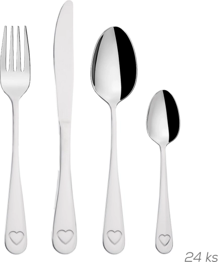 Edelstahlbesteck mit Herzmotiv – 24-teiliges Set