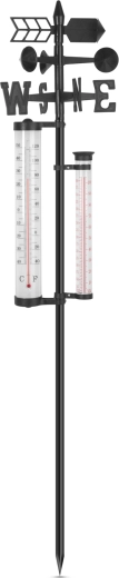 Station météorologique de jardin avec thermomètre, pluviomètre et anémomètre