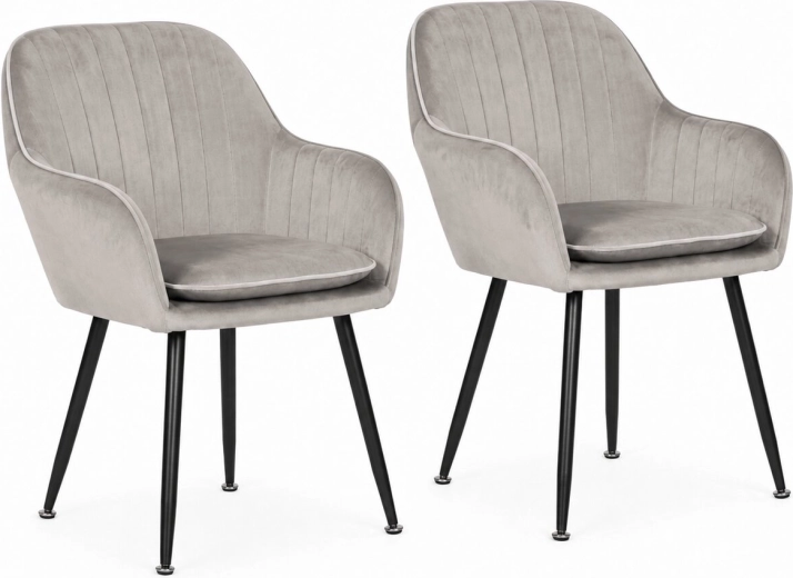 ModernHome upholstered velvet chair for dining room and living room, light grey - 2 pcs