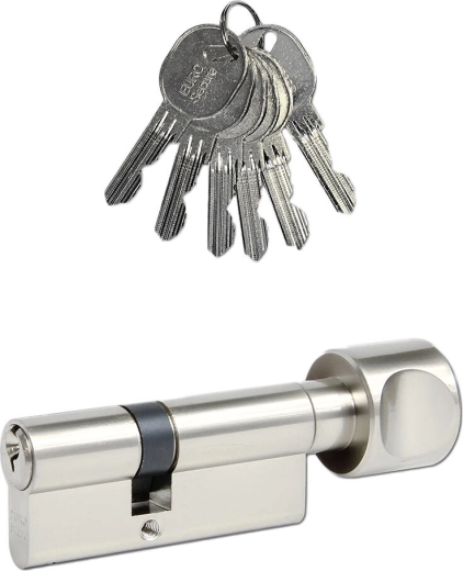 Cylindre 30/40 avec bouton, 6 clés, nickel mat RICHTER