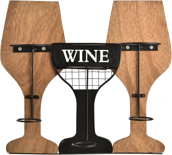 Designer-Weinregal aus Holz und Metall 39 × 11 × 35 cm