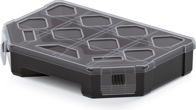 Organiseur TAGER 195 × 142 × 40 mm, noir avec couvercle transparent